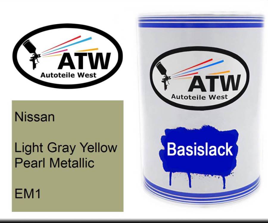 Nissan, Light Gray Yellow Pearl Metallic, EM1: 500ml Lackdose, von ATW Autoteile West.